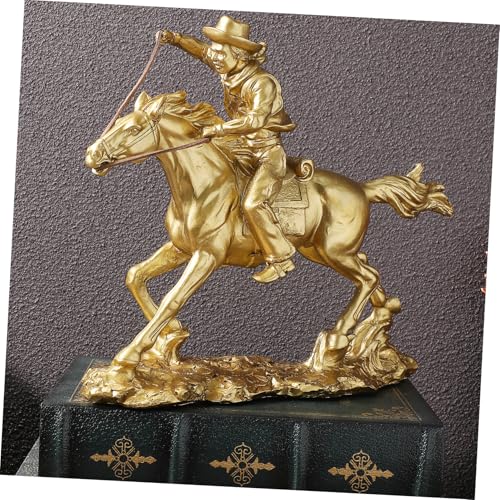 Sculpture de cheval en résine dorée pour ornement de chambre - 5