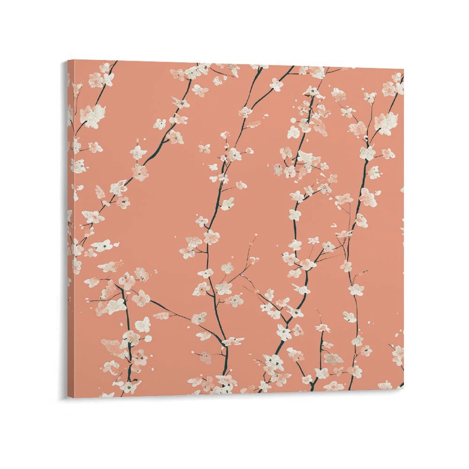 KLOPH Peach Red Pattern Canvas Wall Art for Living Room 12x12inch Modern Artwork Painting for Bathroom Hanging Canvas Prints Aesthetic Wallart for Bedroom Kitchen Office Wall Decor