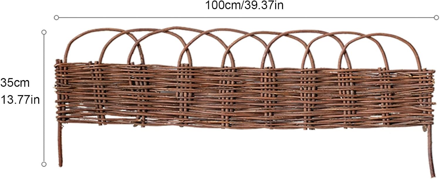 Natural Woven Willow Edging, Landscape Edging Border, Decorative Rattan Weaving Garden Picket Fence for Lawn Edging Flower Bed, 13.77 Tall(D,39.37x13.77in/5pcs)