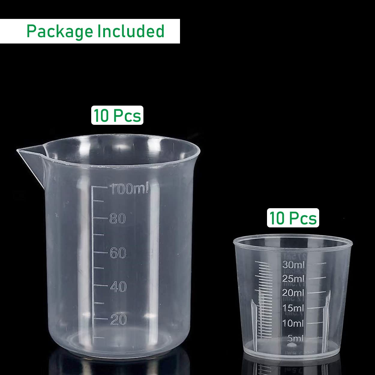 Set Di 10 Misurini In Vetro E Plastica Da 30 Ml – Graduati, Trasparenti, Per Cucina, Laboratorio E Resina, Riutilizzabili E Impilabili