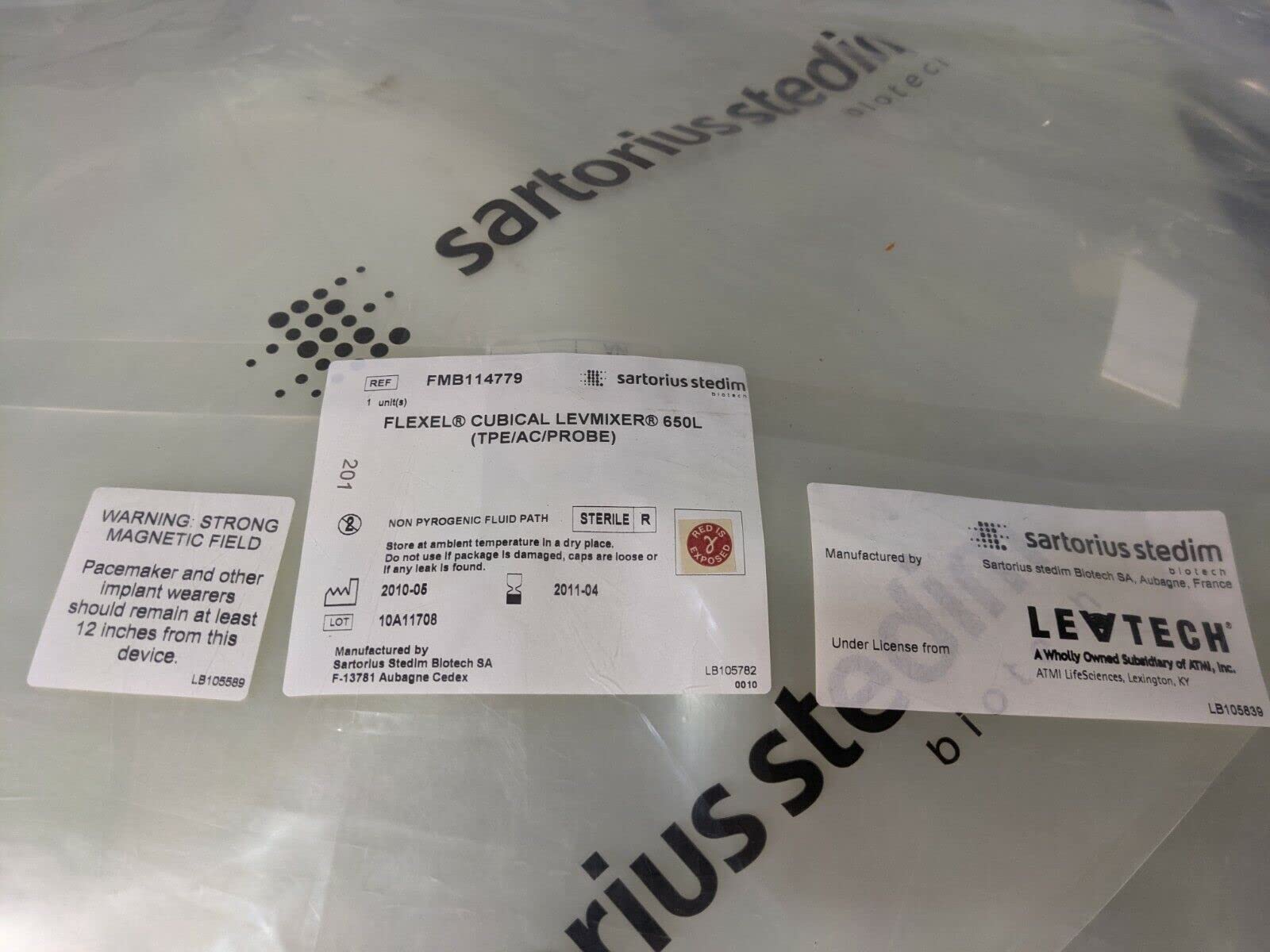 Sartorius Stedim Flexel Cubical Levmixer 650L Bag TPE/AC/Probe FMB114779