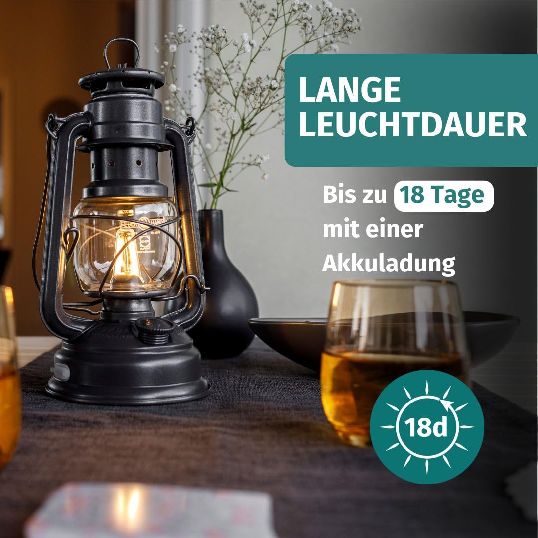 Feuerhand Baby Special 276 Lanterne LED à intensité variable en continu pour salon, balcon ou terrasse avec lumière blanche chaude, fonctionne sur piles et piles Rouge