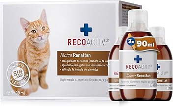 RECOACTIV Tónico Renaltan para Gatos, 3 x 90 ml, suplemento alimenticio con aglutinante de fosfato para Reducir el Contenido de fosfato en la Dieta en Casos de insuficiencia renal o IRC