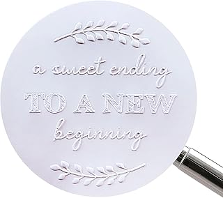 Embossed Inspirational Decorative Wedding Favor Stickers Graduation Labels- A Sweet Ending to New Beginning Design with Foliage for Gift Wrapping & Craft Projects-100PCS