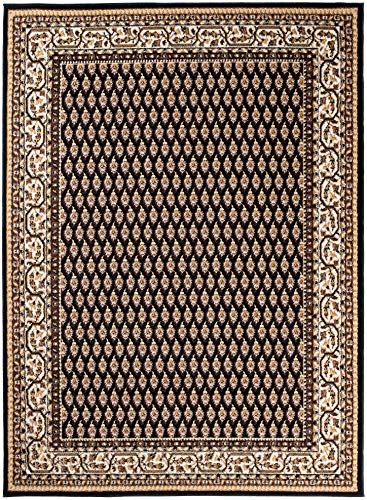 TAPISO Bali Teppich Kurzflor Klassisch Floral Ornament Design Schwarz Beige Orientteppich Bordüre Wohnzimmer… – Bild 3