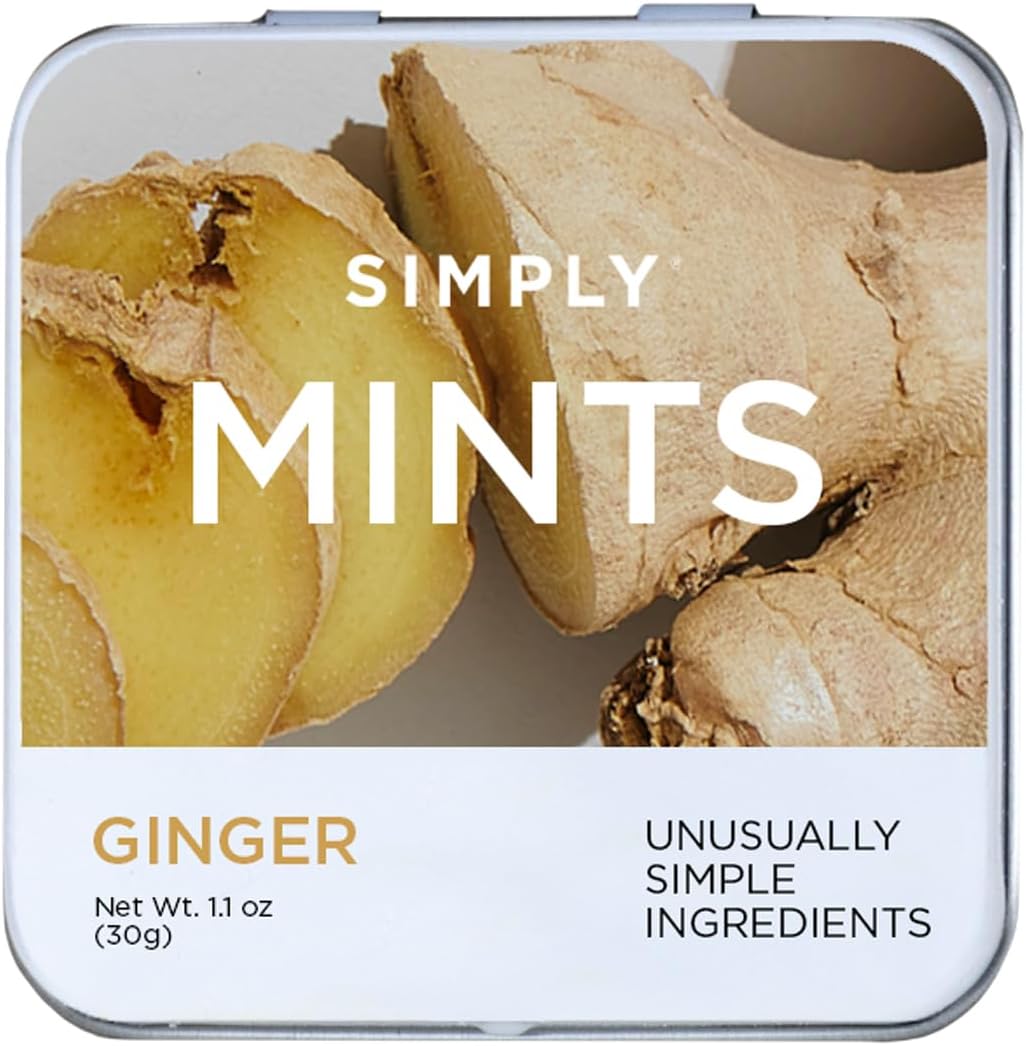 SIMPLY MINTS Natural Ginger Breath Mints, 6 Pack (180 Pieces), Made with Real Ginger Oil | Aspartame-Free, Sorbitol-Free, Xylitol-Free, Vegan, Kosher, Non-GMO