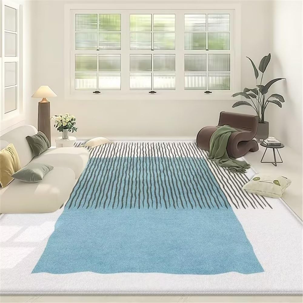 Tapis balcon exterieur moderne et rectangulaire à fines rayures pour terrasse et salon