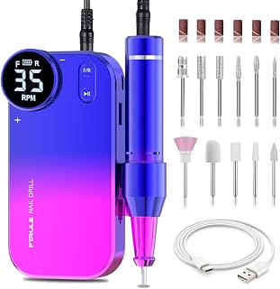 Ftrule Professional Nail Drill Machine, 35000 RPM Efile Nail Drill Kit, Rechargeable Electric Nail File Machine, with 11 Bits, for Acrylic Gel Nails, Manicure Pedicure, Polishing Shape, Colorful