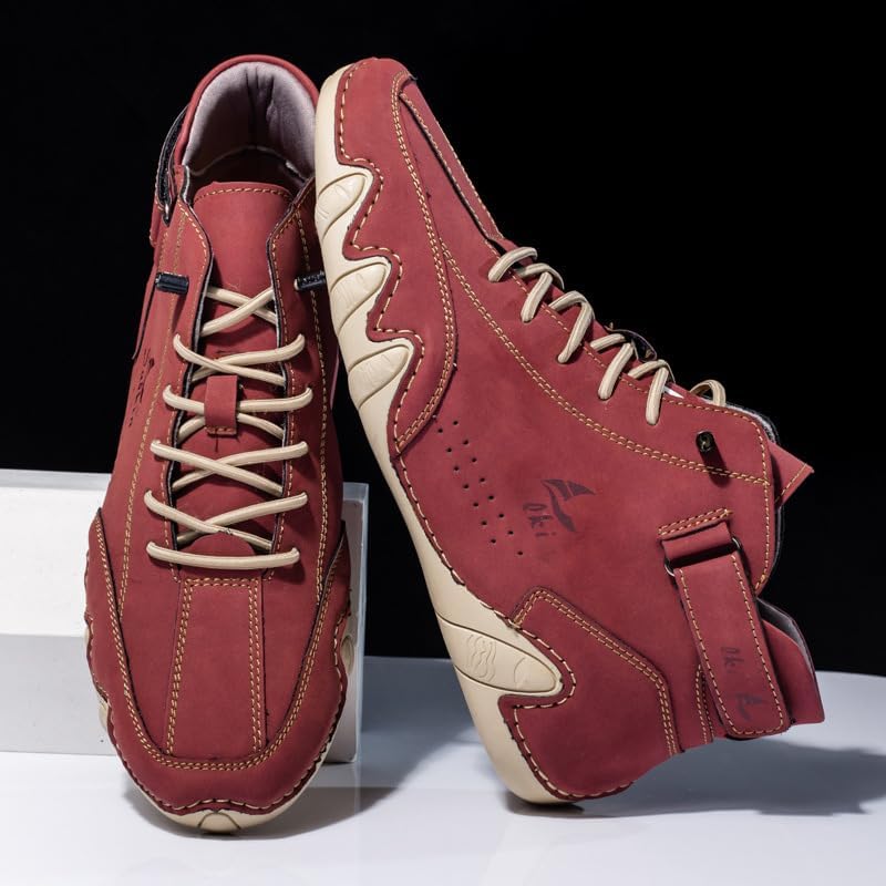 DEVILEYEZE Men's Casual Ltalian Handmade High Top high boots Leather Outdoor Walking Sneakers Slip-on Lightweight Non-Slip Waterproof Driving Chukka Boots - Image 6