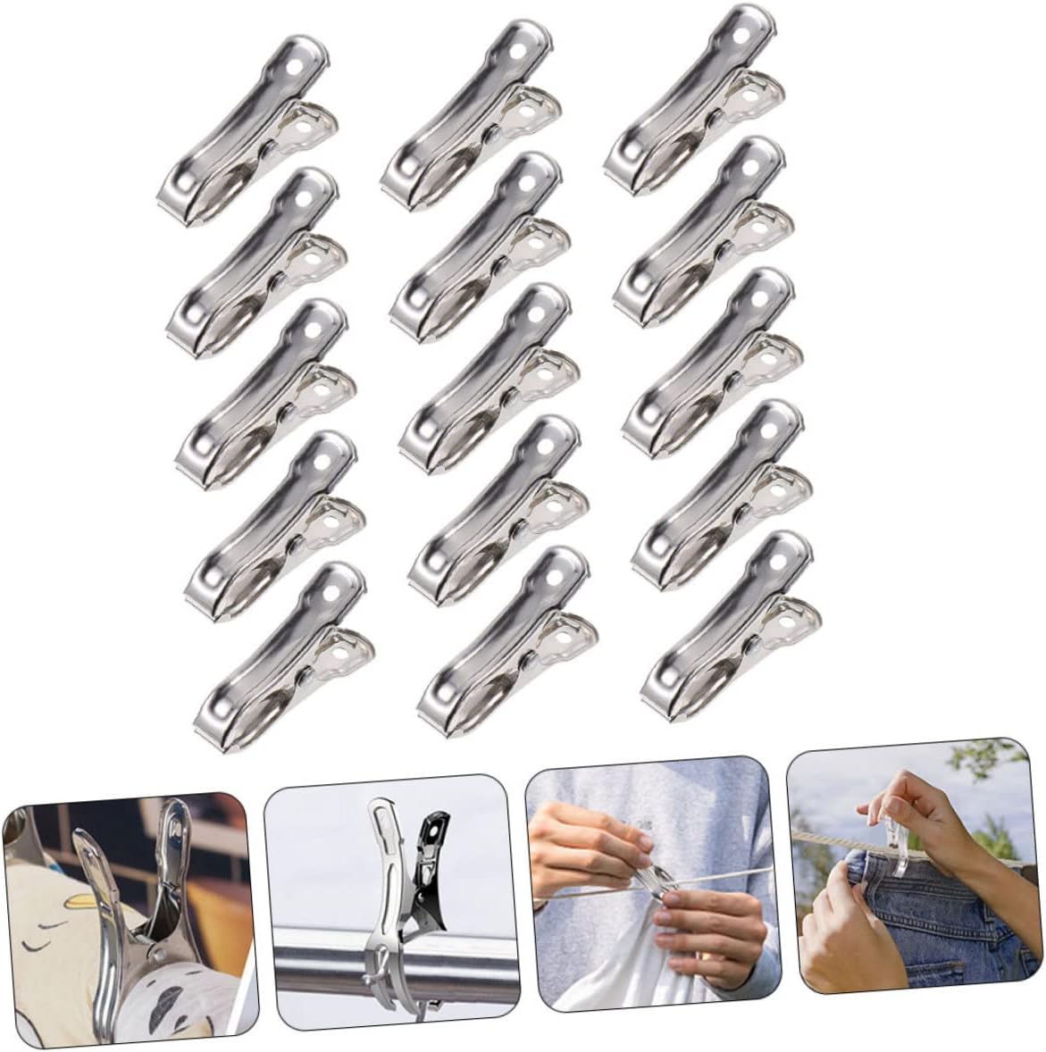 Clothes Pegs for Washing Line 110 Pcs Greenhouse Clip Stainless Steel clothespins Stainless Steel Clothes clamp Plant Clips