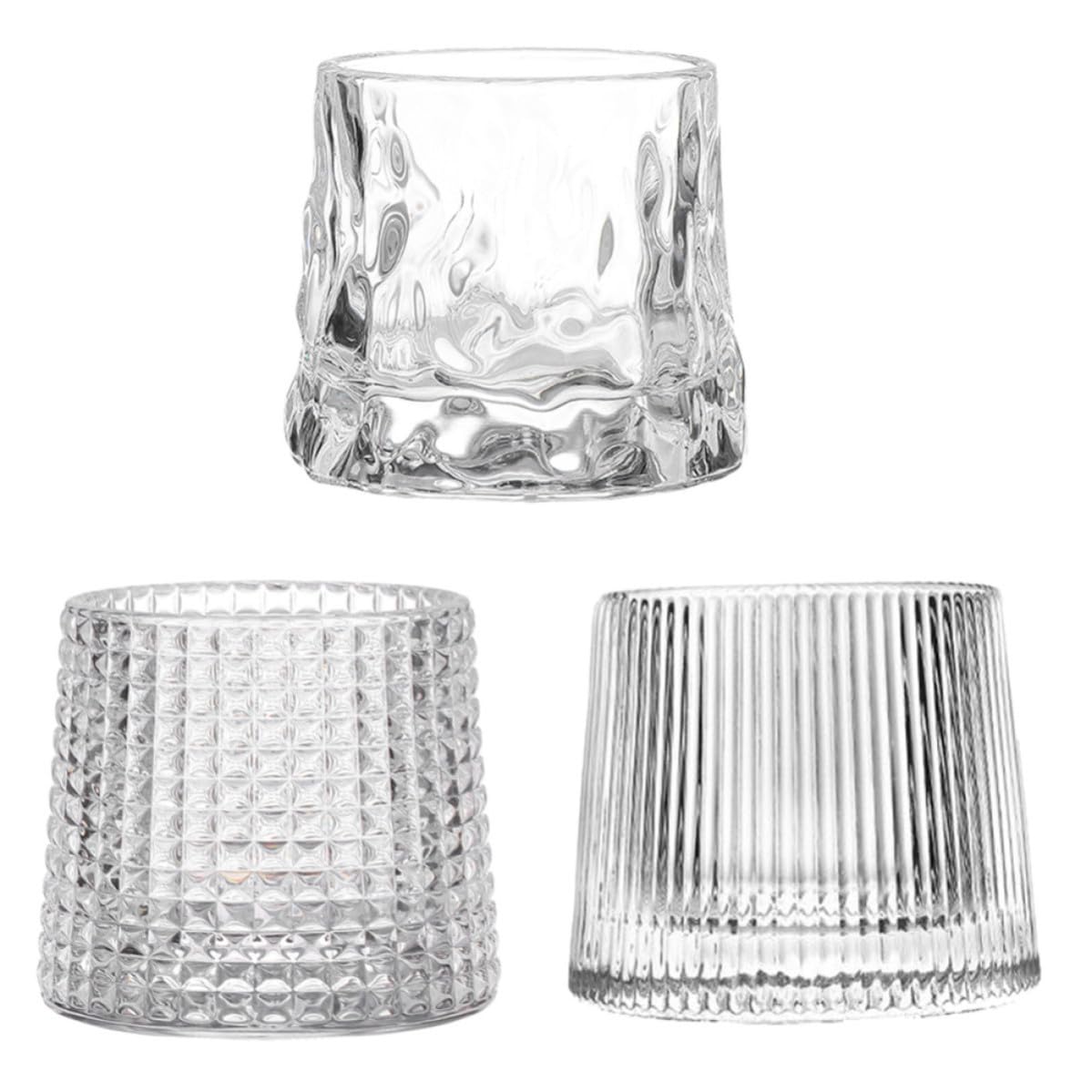 Vasos de cristal para whisky Cabilock de vidrio resistente con diseño creativo set de 3