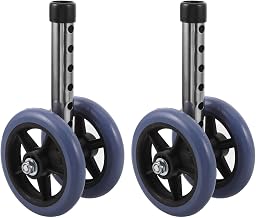 Garneck 1 Pair of Replacement Swivel Rollator Wheels, Silent Grey Stainless Steel Wheels, Heavy Duty Non-Slip Accessories, Compatible Mobility Aid