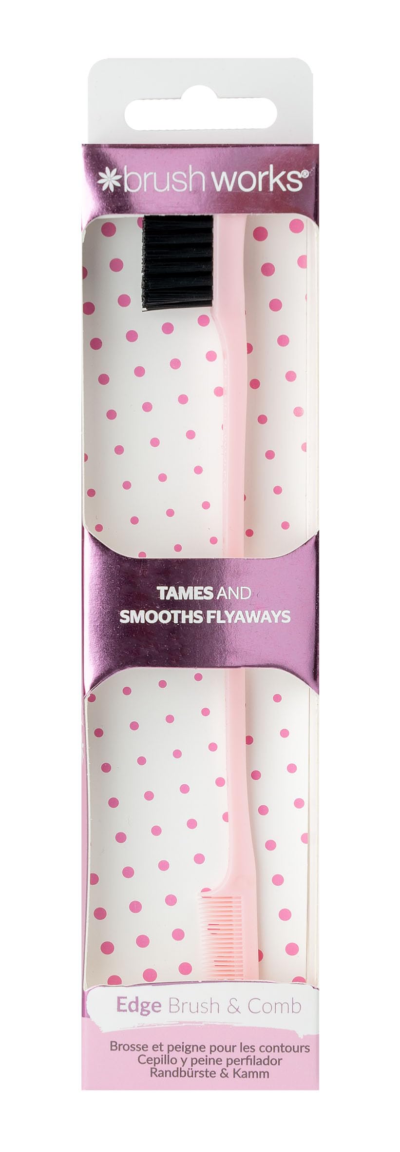 Brushworks Edge Brush & Comb Pink