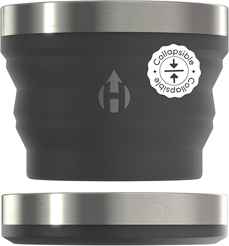HYDAWAY Vaso plegable  12 onzas, taza de viaje reutilizable de silicona para beber y aperitivos, días de niños, campamento y mochileros, pequeño,