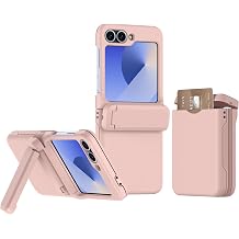 Compatible with Samsung Z Flip 5 Case with Card Slot & Kickstand Multi-Function Design,Stylish Shockproof Rugged Full Body Protective Phone Case,for Samsung Galaxy Z Flip 5 Pink