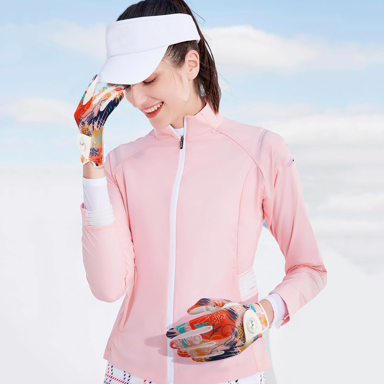FINGER TEN Stylish Golf Gloves Women with Ball Marker 1 Pack for Left or Right Hand, Breathable Glove with Fashion Patterns for Ladies Right Left Handed Golfer - Image 6