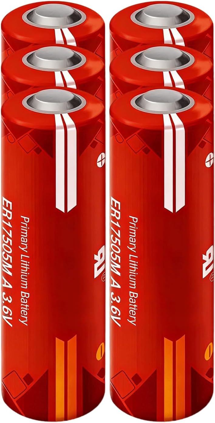 Mushuo 6 Pack ER17505M 3.6V 2800mAh A Size Lithium Battery Long Lasting Power PLC Industrial Control Battery