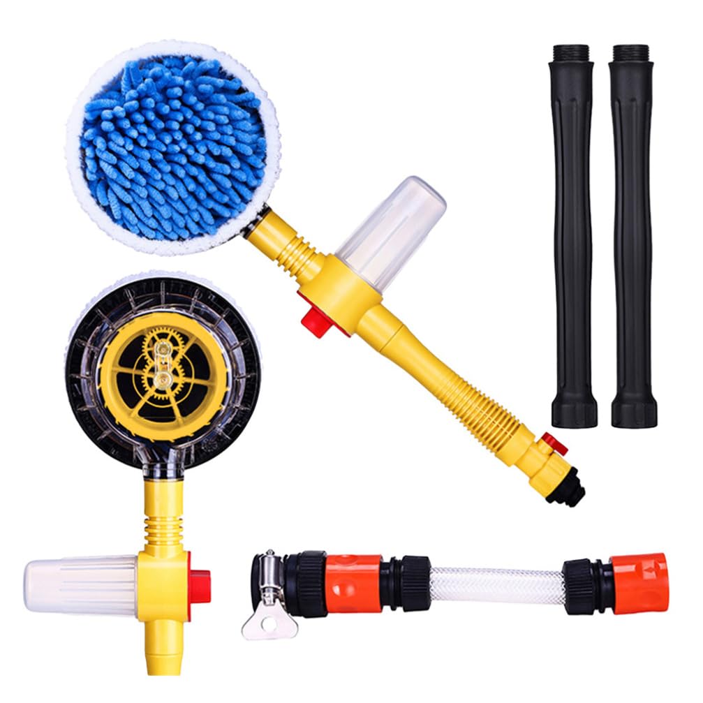 ULTECHNOVO Brosse Rotative pour Nettoyage Voiture Brosse Lavage Ronde Pulvérisation Eau Automatique Nettoyage Rapide sans Électricité