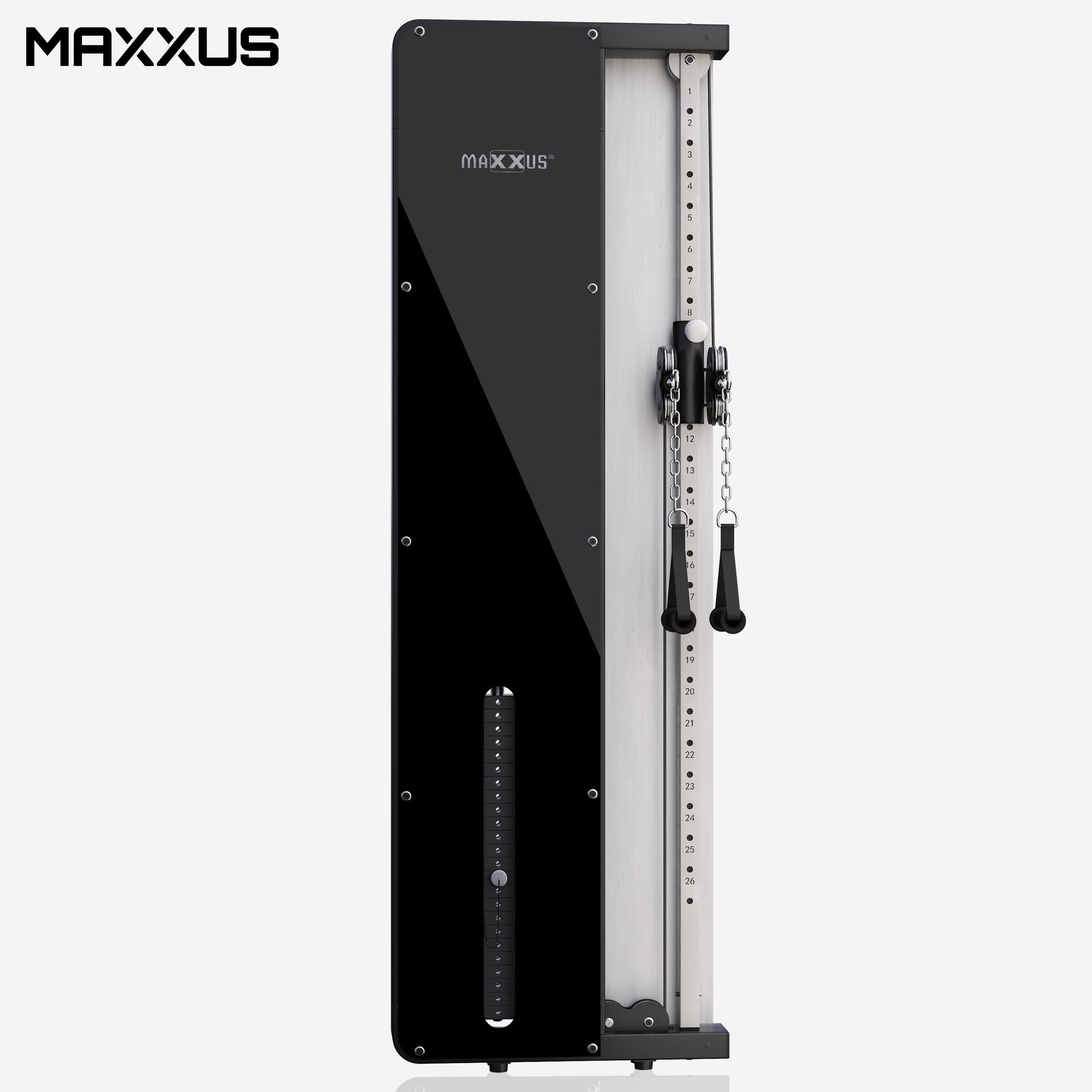 MAXXUS SmartGym H1 / H8 Kabelzugstation - Wandmontage, Gewichtsplatten, Handgriffe, Kettenverlängerungen, Stahl - Kraftstation, Kabelturm, Seilzug Turm, Latzugstation Zuhause, Fitnessgerät, Homegym