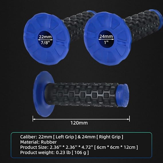2pcs 7/8 Universal Motorcycle Hand Bar Grips Pillow Grip Anti-Slip Rubber Racing Grip for Dirt Bike Motocross YZ125 YZ250 YZ426F 450F (Blue)