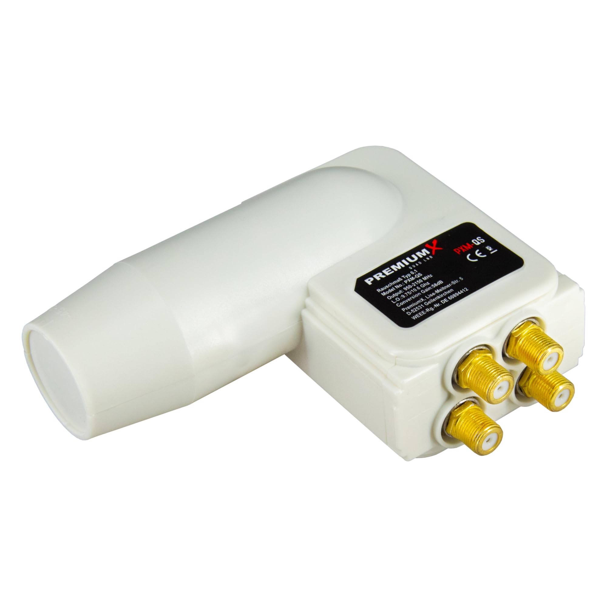 PremiumX Satelliten-Komplettanlage 100cm Satellitenschüssel Aluminium Anthrazit Quad LNB 8X F-Stecker, 1 SAT bis 4 Receiver