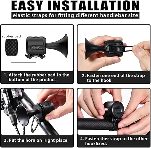 Miniatura 6 de Bocina de bicicleta eléctrica, campana de bicicleta electrónica de 120 dB con batería de 300 mAh, IPX4 impermeable, campana de bicicleta fuerte para