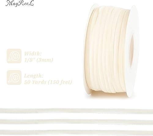 Miniatura 79 de MAYREEL 1/8 Inch White Velvet Ribbon Thin Cream Vintage Ribbon for Wedding Bridal Invitations Gift Wrapping Party Favor Boxes 50 Yards