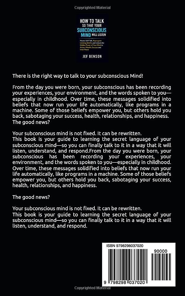 How to Talk So That Your Subconscious Mind Will Listen: Master Self-Talk, Reprogram Limiting Beliefs, and Unlock Hidden Power of Your Mind to Attract ... and Inner Peace (Subconscious Mind Series) - Image 2