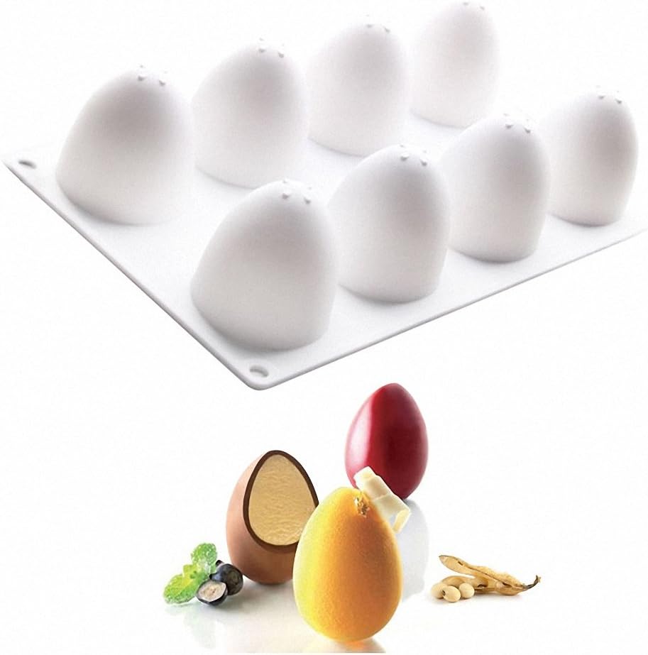 3D Easter Egg Baking Mold - MoldFun Easter Egg Silicone Mold for Mousse Cake, Peanut Butter Chocolate, Candy, Jello, Pastry, Muffin, Cupcake, Mini Soap, Lotion Bar, Bath Bomb, Candle Wax Melts