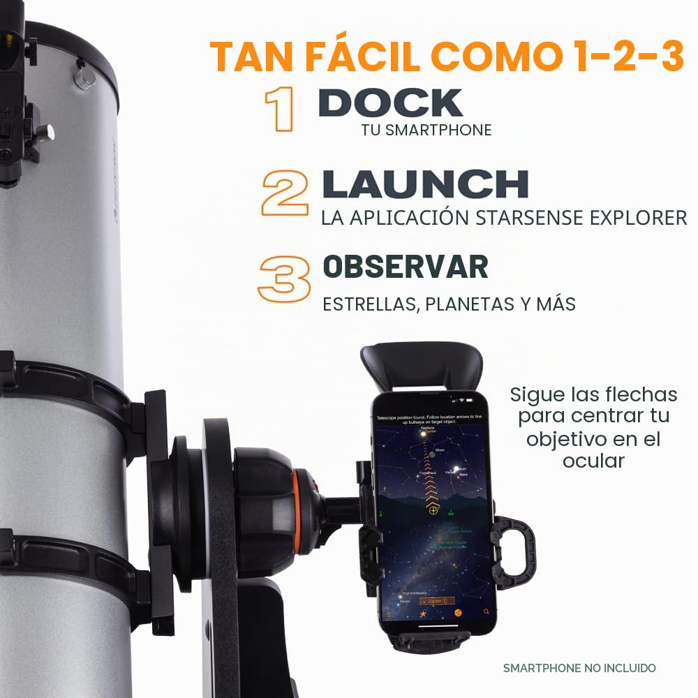 Celestron 22481 StarSense Explorer 130 mm Telescopio Dobsoniano de Mesa Compatible con Aplicaciones para teléfonos Inteligentes Funciona con la aplicación StarSense – Compatible con iOS/Android