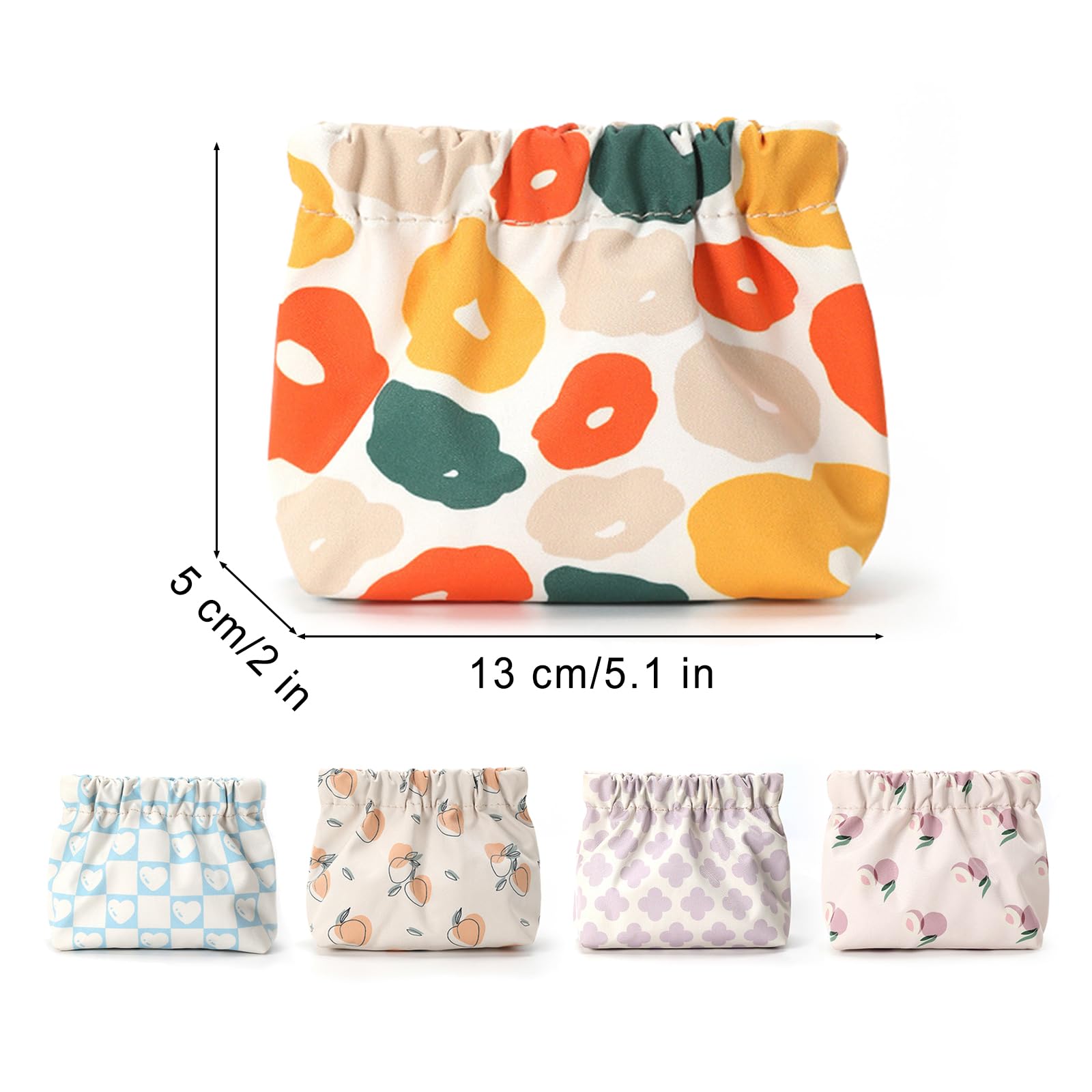 Sanitary Napkin Storage Bags,5 PCS Tampon Bag for Purse,One-Handed Opening with Built-In Popper, Waterproof Oxford, Hide Feminine Products Sanitary Napkins and Tampons, Lipstick, Tissue Paper