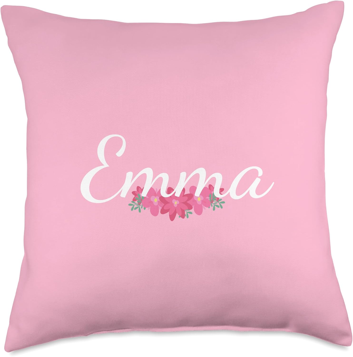 Custom Emma Gift Personalized Name Flowers Floral Pink Throw Pillow