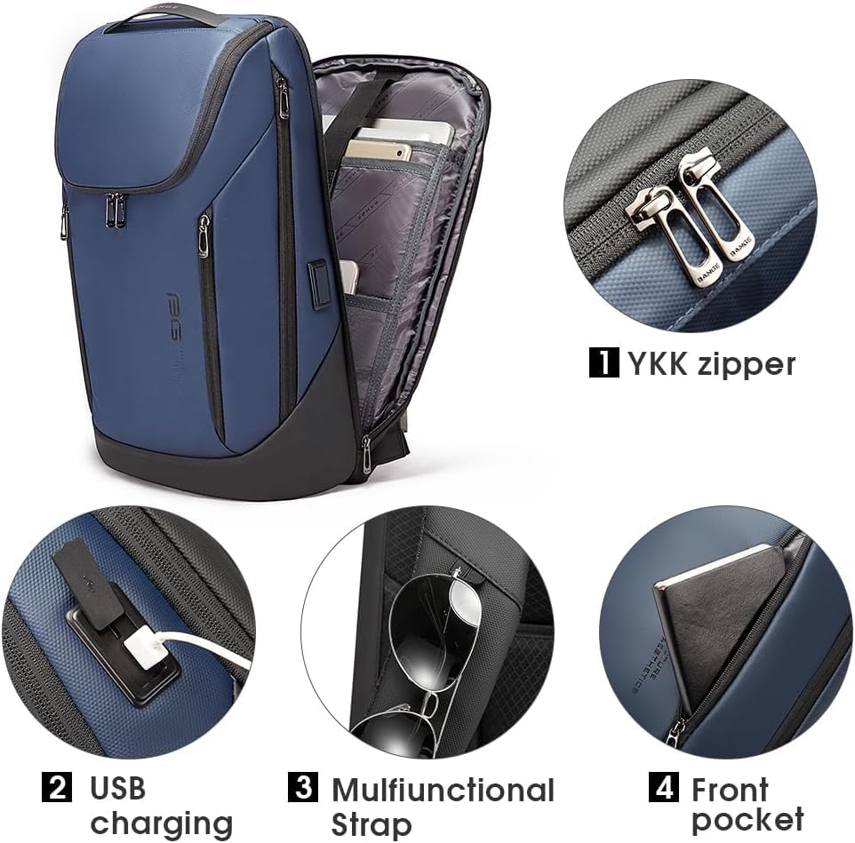 Image of Red Lemon BANGE Captain Business Smart Backpack Water-Resistant fit 15.6 Inch Laptop Backpack with USB Charging Port,Travel Durable Backpack for Men and Women (Dark Blue)