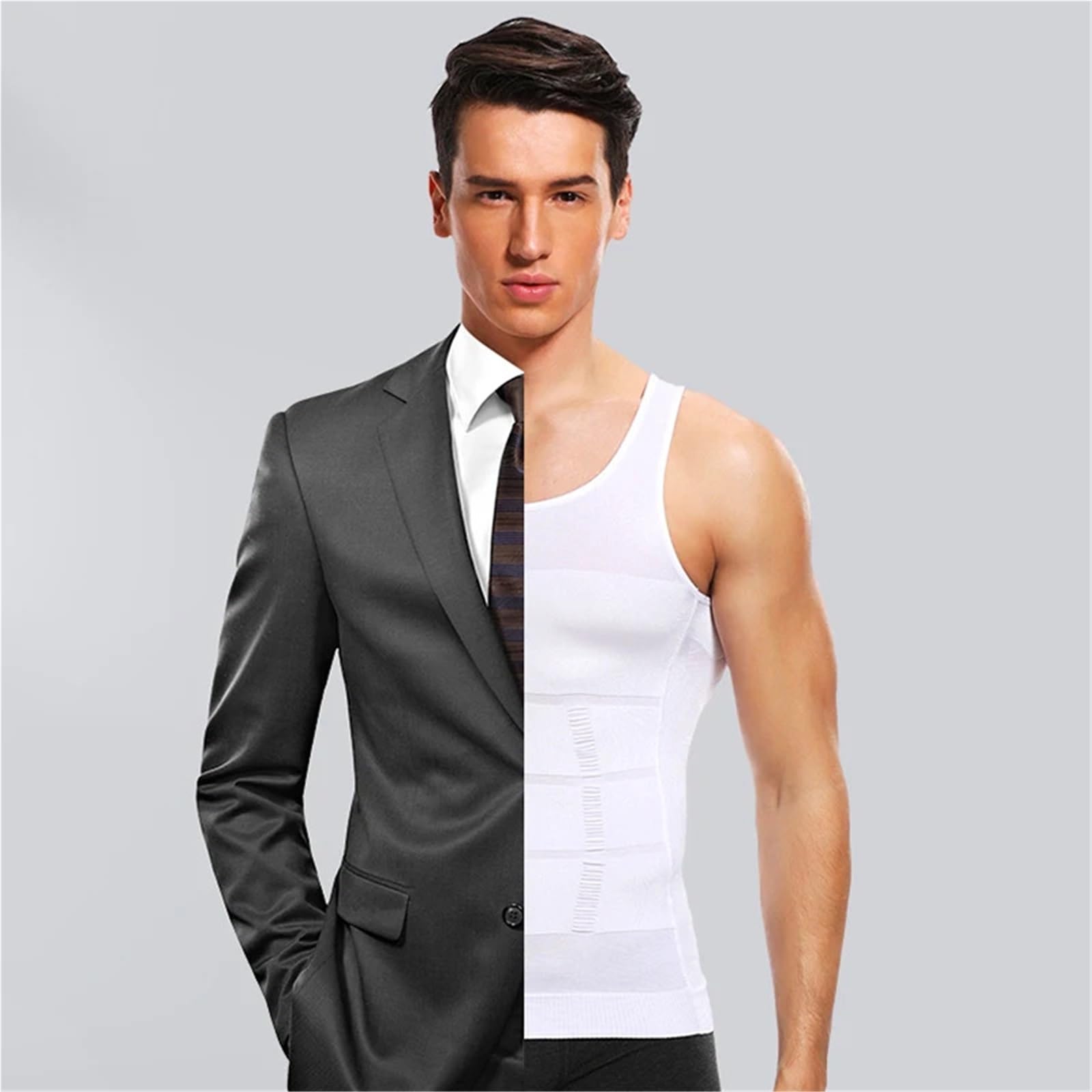 Debardeur Gainant Homme 2 pièces Hommes Minceur Corps Shaper Poitrine Compression Chemises Ventre contrôle Shapewear Abdomen Minceur Gilet Taille Corset débardeur