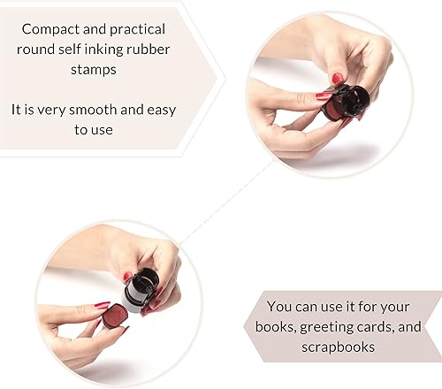 Miniatura 4 de Sellos redondos de goma autoentintados copiar entrar tarde publicado OK frase en círculo con tinta roja vibrante OK