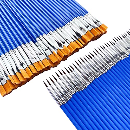 60 Pcs Paint Brush Set For Kids/Students/Teens/Artists/Starter, Nylon Hair Paint Brushes For Acrylic Painting/Watercolor/Oil/Art Painting,Plastic Handle Small Paintbrushes #TOP5