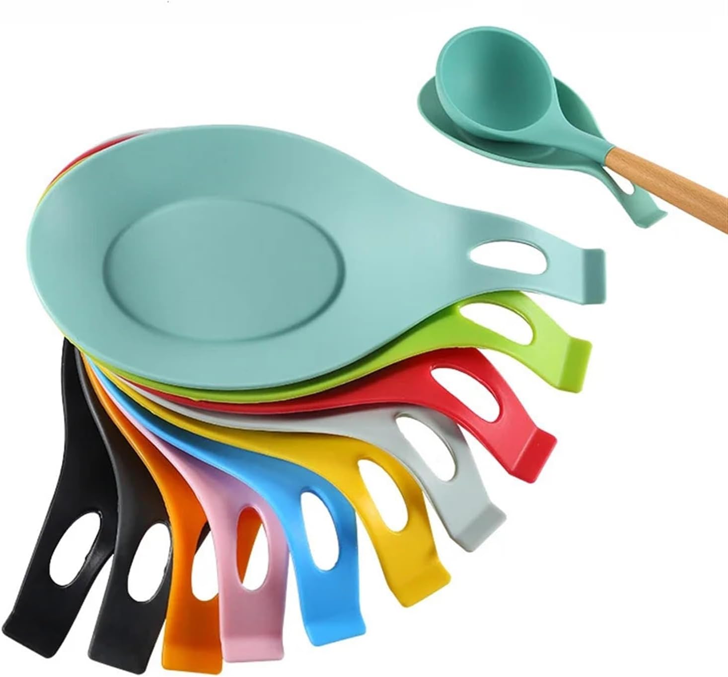 1PCS Silicone Shelving Pad Kitchen Utensils Placement Pad Thermal Insulation Creative Spoon Taste Plate Pad Easy Cleaning Table Mat(Dark Grey)