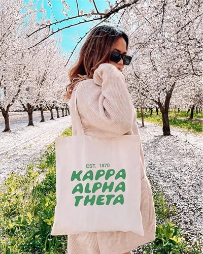 Kappa Alpha Theta Bubble Text Trendy Tote Bag | Theta College Sorority Beach Bag | Big Little Gift4