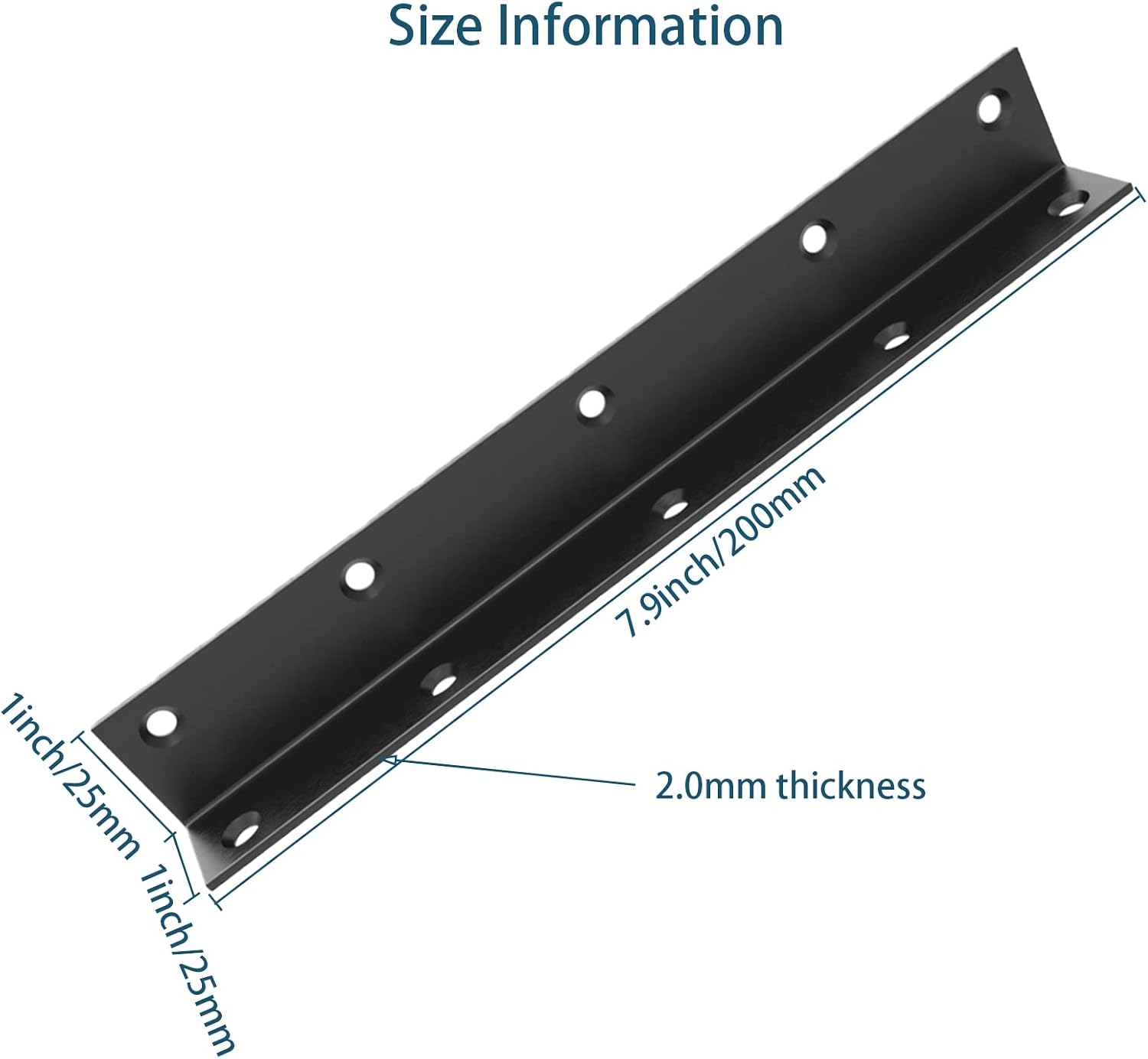 L Bracket,Heavy Duty Corner Brace,Stainless Steel Corner Bracket,Black Large Angle Brackets, Metal Braces for Wood Aufuga (8, 8x1x1)