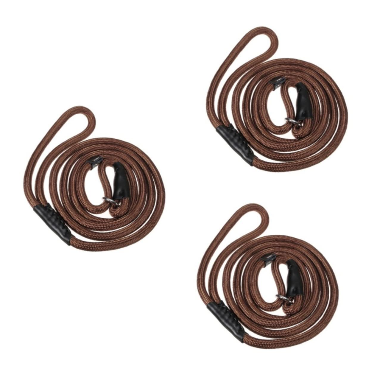 Laisse marron POPETPOP en nylon souple lot de 3 laisses de dressage pour chien