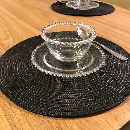 Kit Jogo Americano Com 6 Peças - Sousplat (Preto)