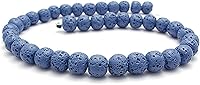 Vista 6 de Cuentas sueltas de piedra de lava lisas, cuentas redondas de roca de lava de colores, piedras preciosas volcánicas para hacer joyas hechas a mano