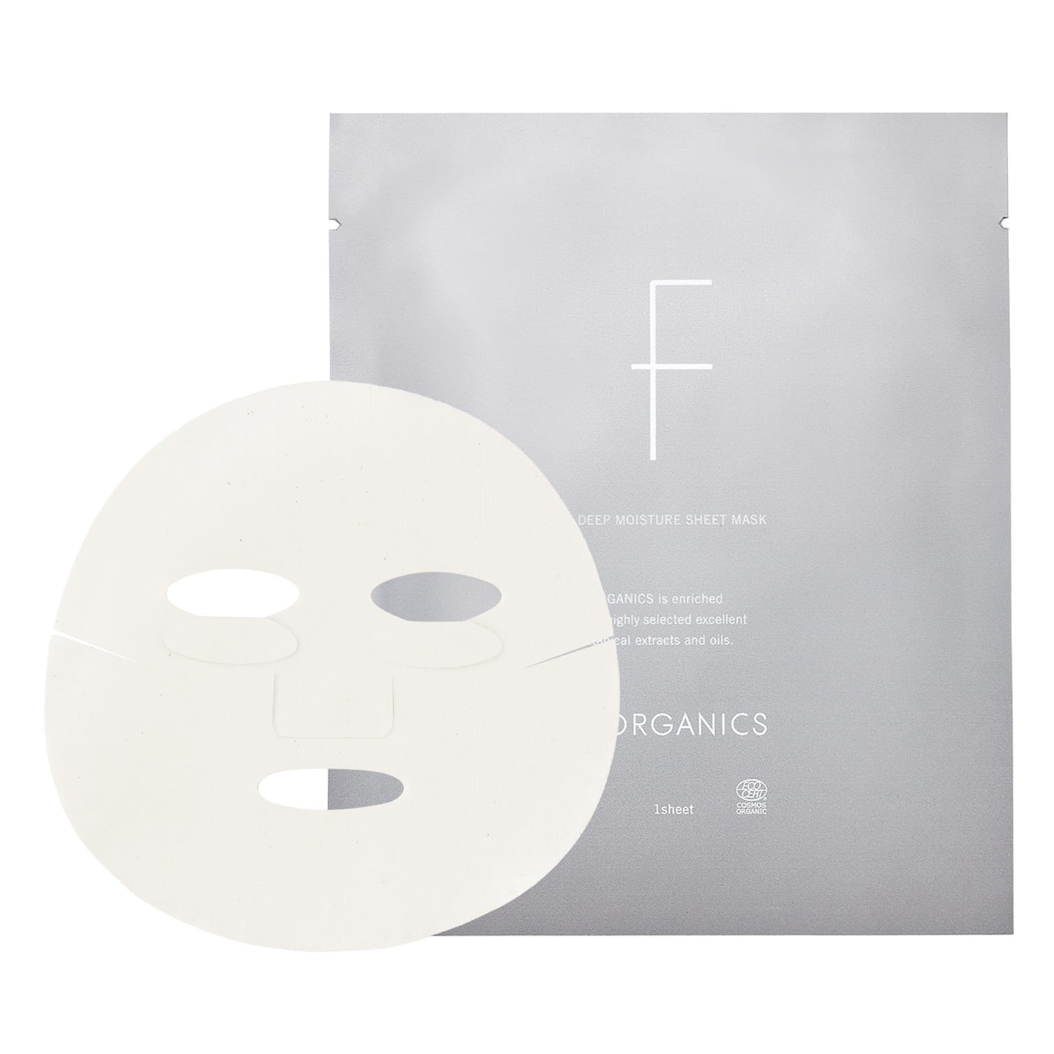 F organics(エッフェオーガニック) ディープモイスチャー シートマスク 1枚入 フェイスパック 潤い ハリ ツヤ オーガニックコットン100% COSMOS ORGANIC認証取得 オーガニック