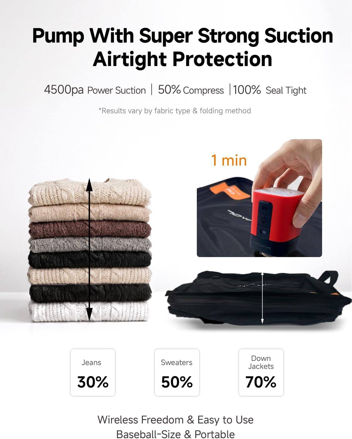 Dual-Zone Clean & Dirty Clothes Travel Vacuum Bags with Slide Divider 2Pack | Fresh & Used Separation with Odor-Lock, Laundry Divider, Airtight Compression, Carry-On Space Saver, 4.5kPa TSA-Approved Pump