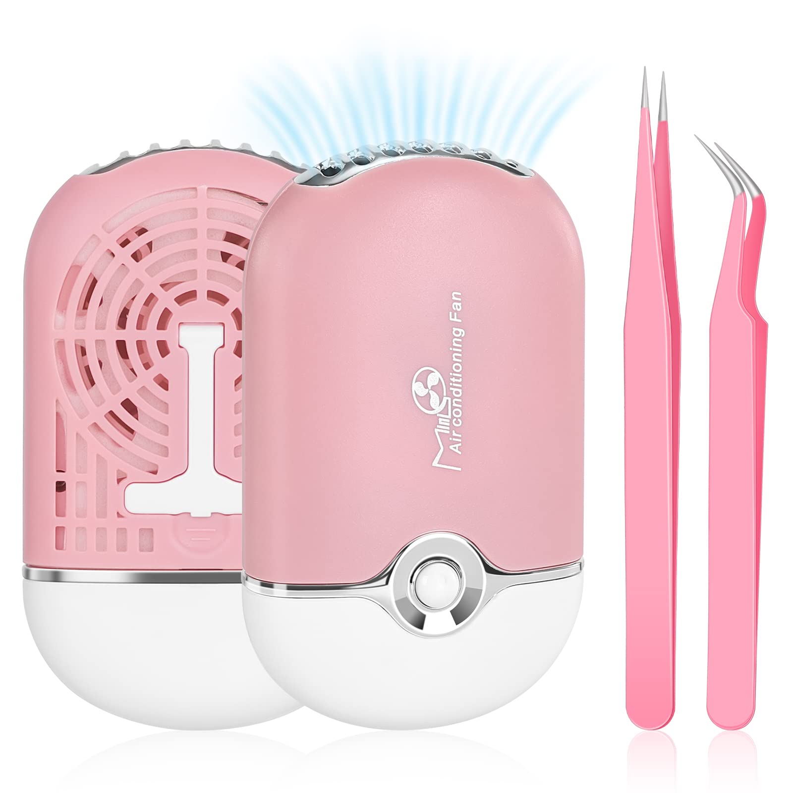 Mini Fan for Eyelash Extension, Lash Fan Dryer with 2PCS Lash Tweezers, Portable Small Eyelash Fan for Lash Extensions, Lash Extension Fan for Lashes and Makeup, Lash Extension Supplies by Beauty Star
