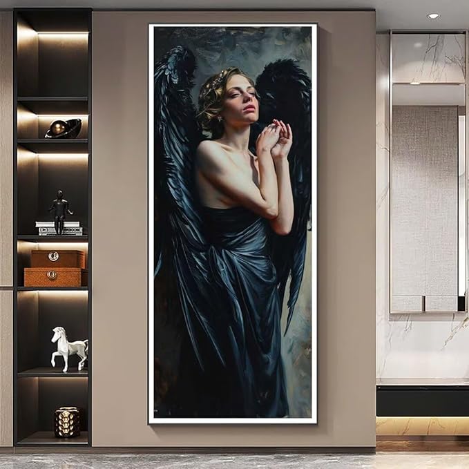 Black Angel Diamond Painting Kits for Adults, 5D Diamond