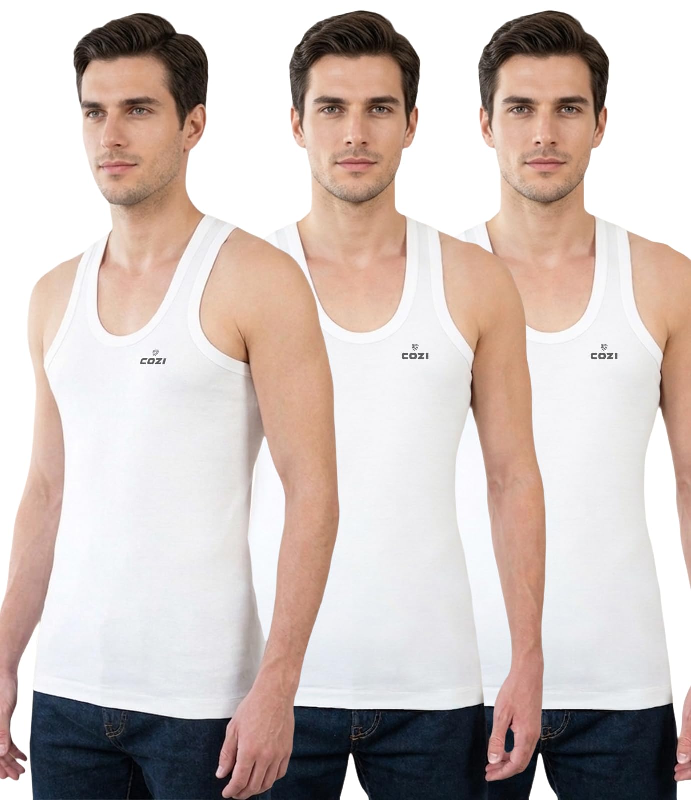 lux cozi Men's Solid Vest Pack of 3-picture-24