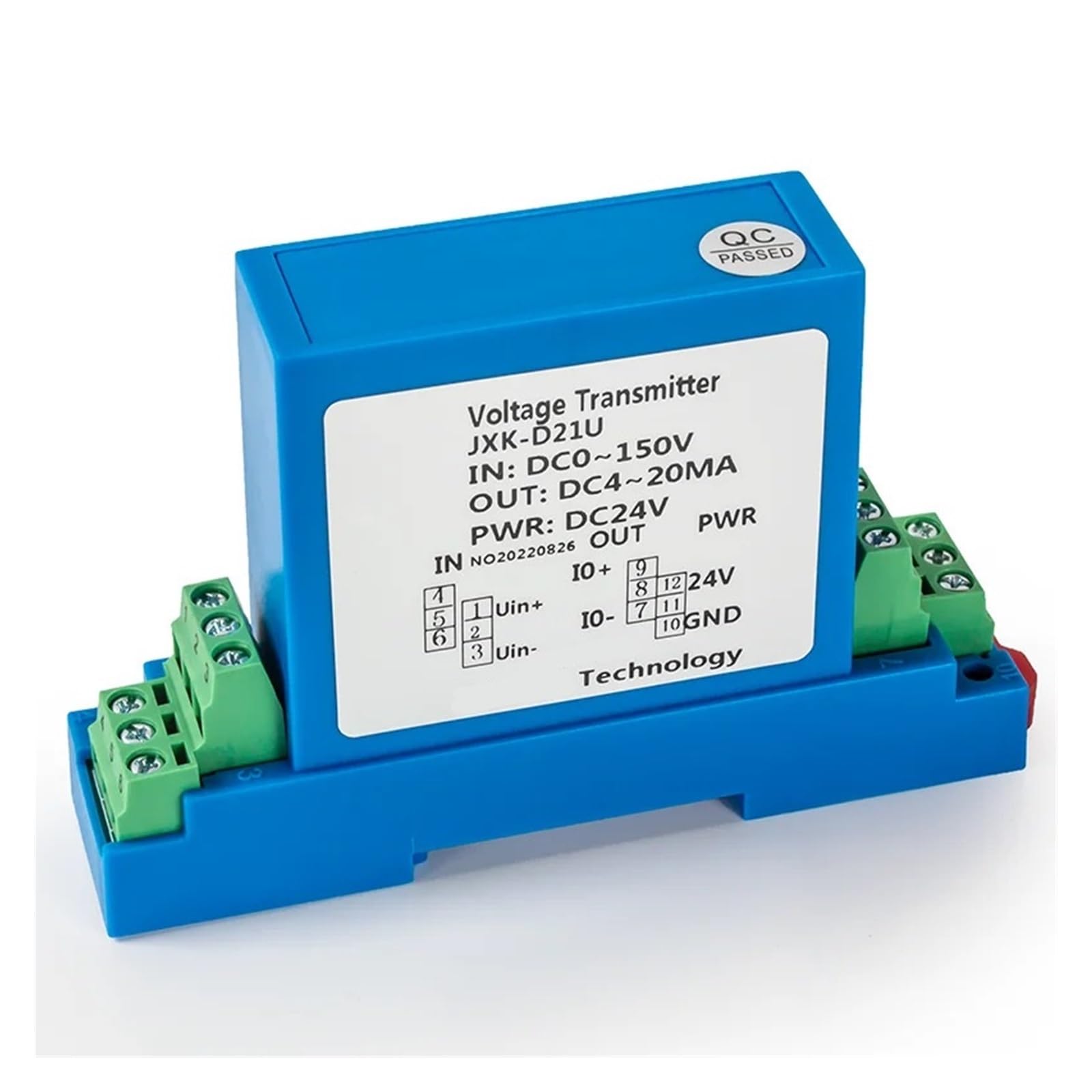 trasduttore di tensione ac Trasduttore di tensione 1 ingresso 1 uscita DC24V Alimentazione da 0-1000 V a 4-20 mA 0-10 V 1-5 V 0-5 V AC/DC Trasmettitore sensore di tensione ( Color : 1 In 1 Out , Size