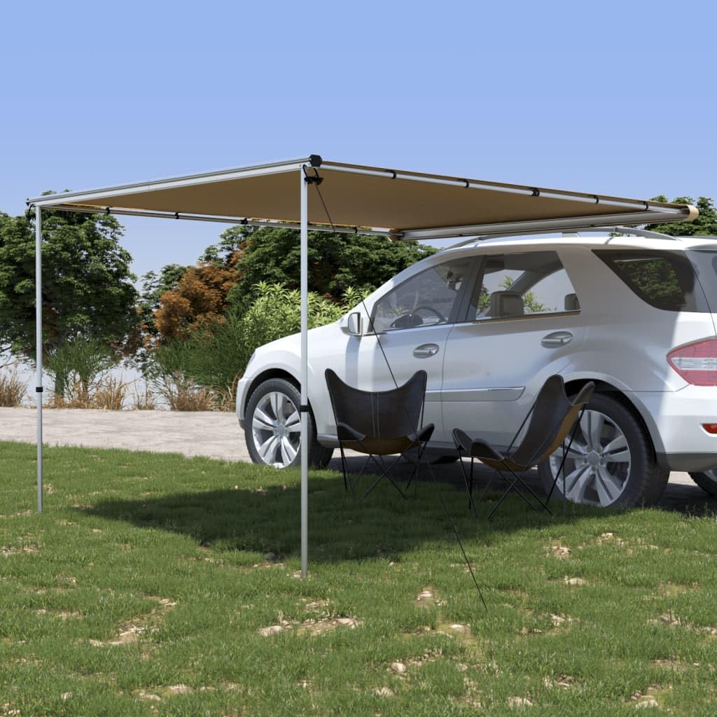 Wohnwagen-Markise Beige 2,4 x 3 x 2,15 m aus Aluminium und 160 g Polyester mit PVC, Zelt für Camping, Outdoor, Festival, Wanderung und Rucksack, wasserdicht mit Aufbewahrungstasche