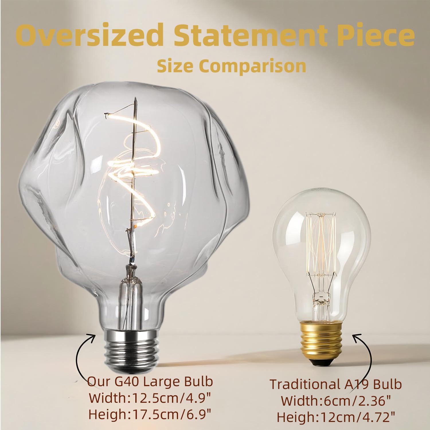 G125 Large Globe Dimmable LED Edison Bulb,2700K Soft WhiteClear Glass,Vintage Oversized Alien ShapeDecorative E26Light Bulb,5watt 400LM Giant Big Bulbs For Bedroom Living Room Pendant Table Lamp 2Pack